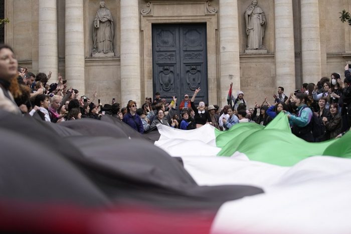 French students take cue from US peers with pro-Palestine rally at Sorbonne