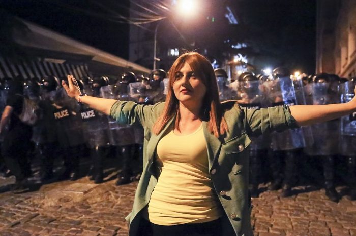 Police beat and arrest Tbilisi protesters as parliament debates controversial transparency law